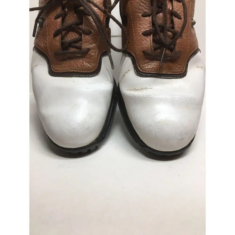 Nike Air Golf Shoes leather‎ mens Size 9.5 brown white oxford Sports Wear